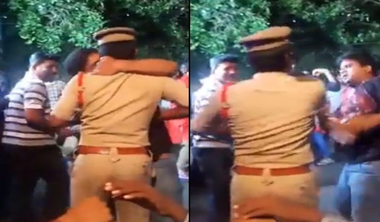 एक पारम्परिक उत्सव में युवक ने पुलिसकर्मी को किया किस, वायरल हुआ वीडियो