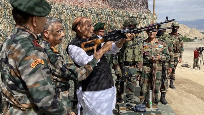 Defense Minister Rajnath Singh arrived in Ladakh to take stock of military preparations