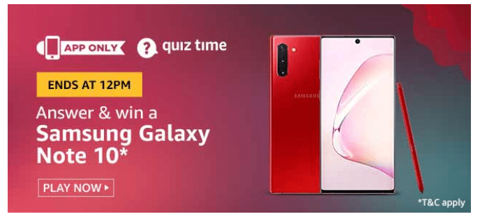 Take part in Amazon quiz today and win Samsung Galaxy Note 10
